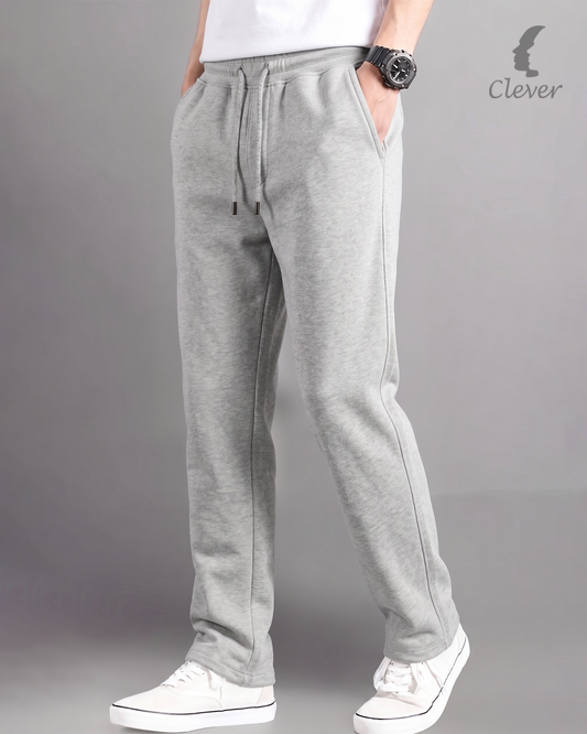 Light Grey Wide Leg Melton Cotton Sweatpants