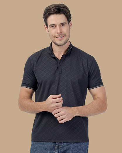 Black Cotton Polo Shirt