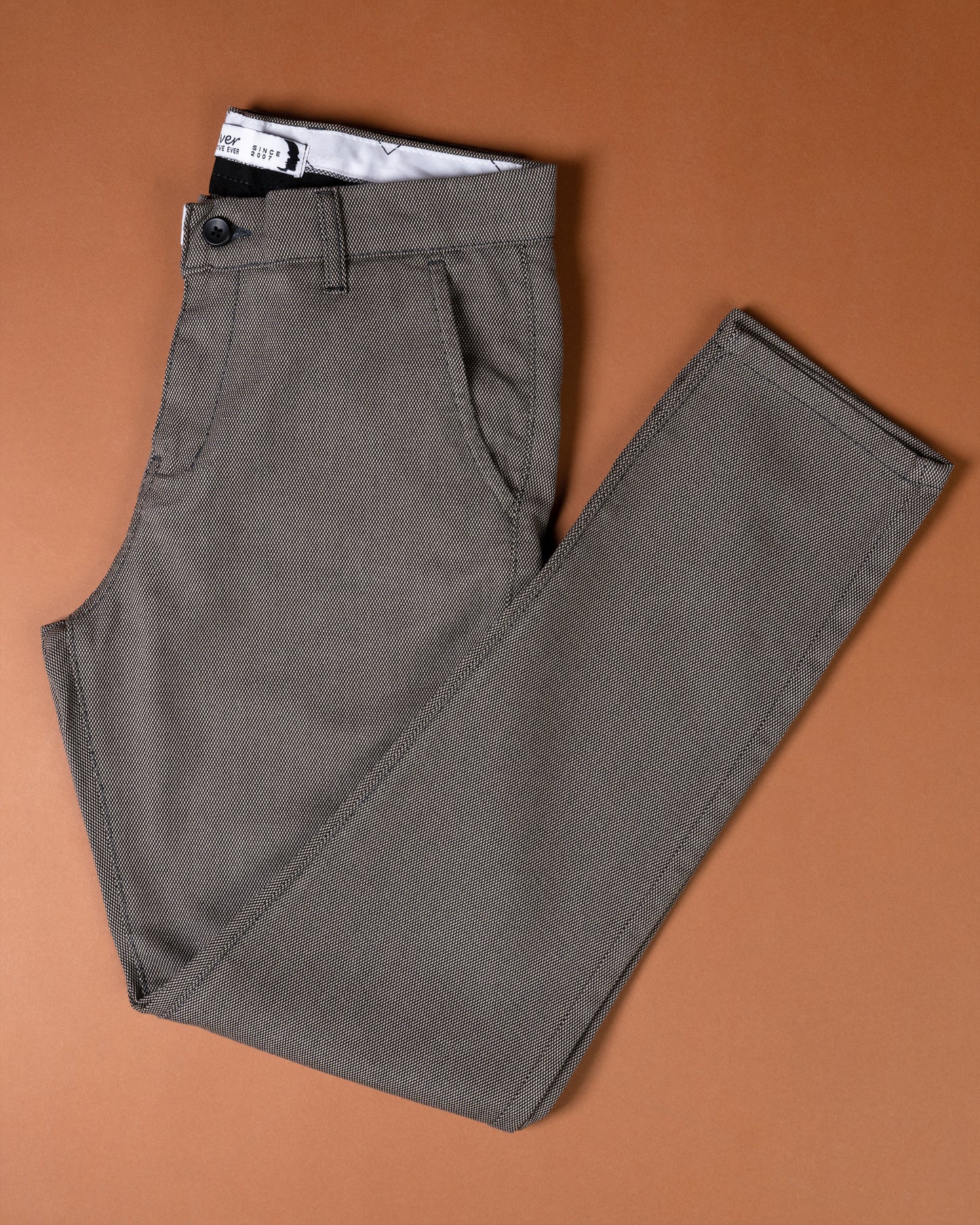 Charcoal Textured Classic Slim-Fit  Pants