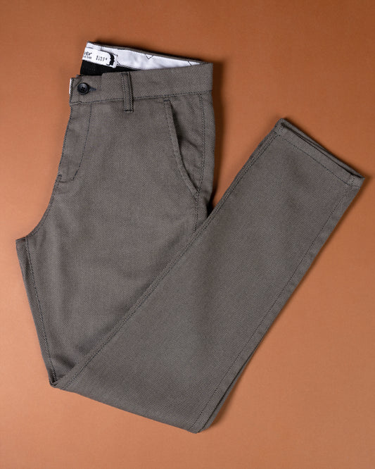 Charcoal Textured Classic Slim-Fit  Pants