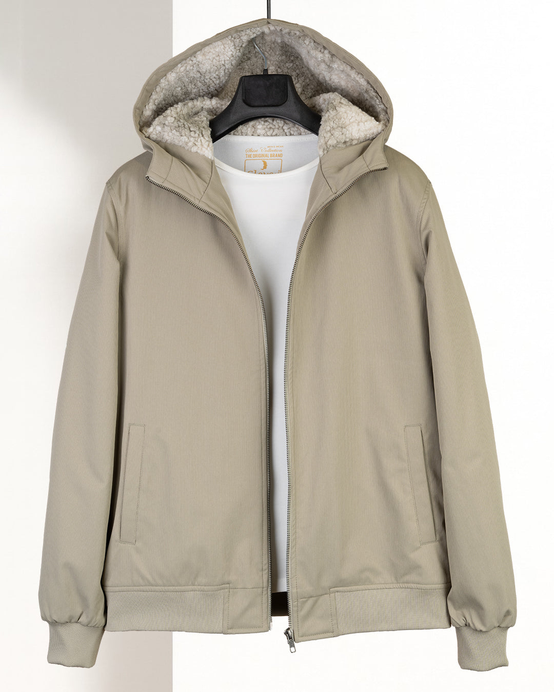 Caffee Gabardine Winter Jacket with Fur Lining