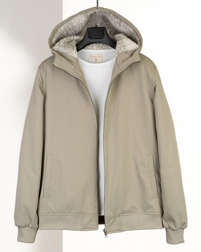 Caffee Gabardine Winter Jacket with Fur Lining