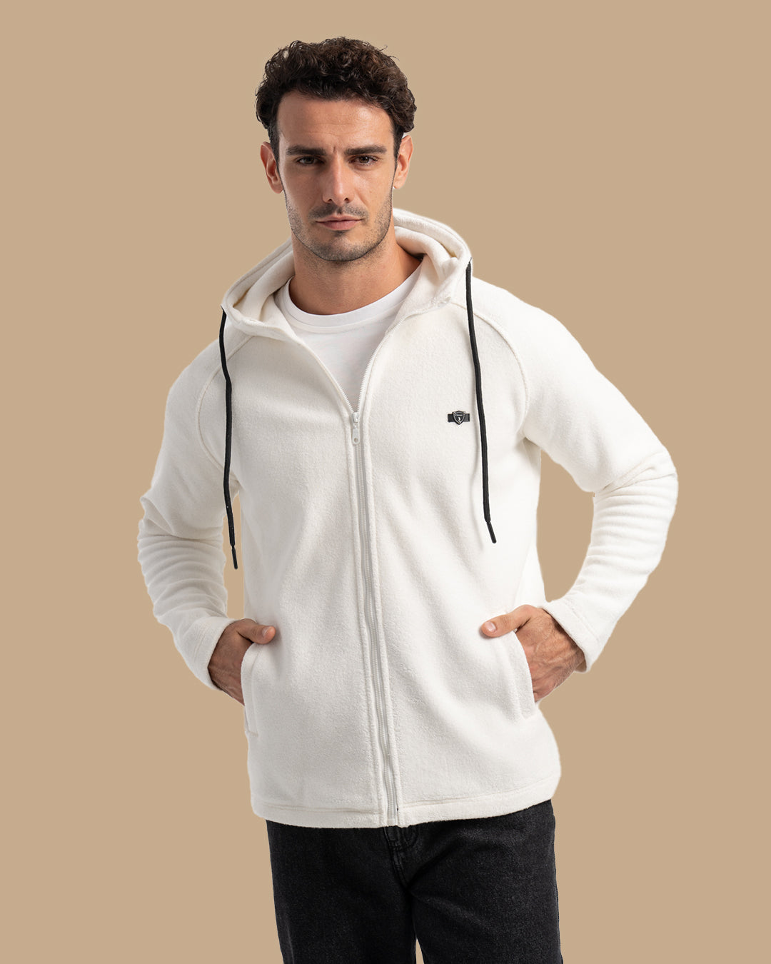 Off-White Zip-Up Cotton Sweatshirt