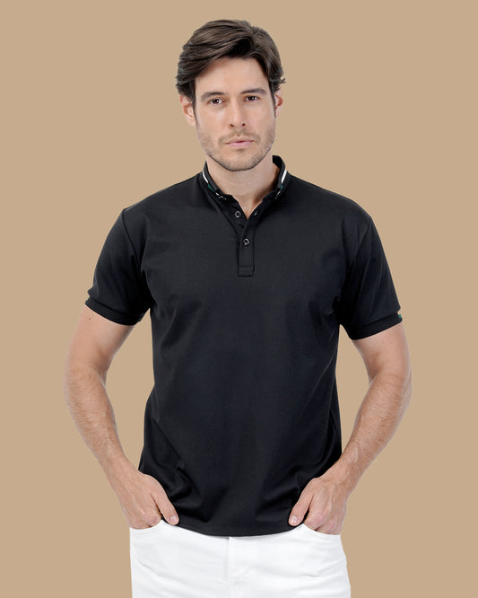 Black Cotton Polo Shirt