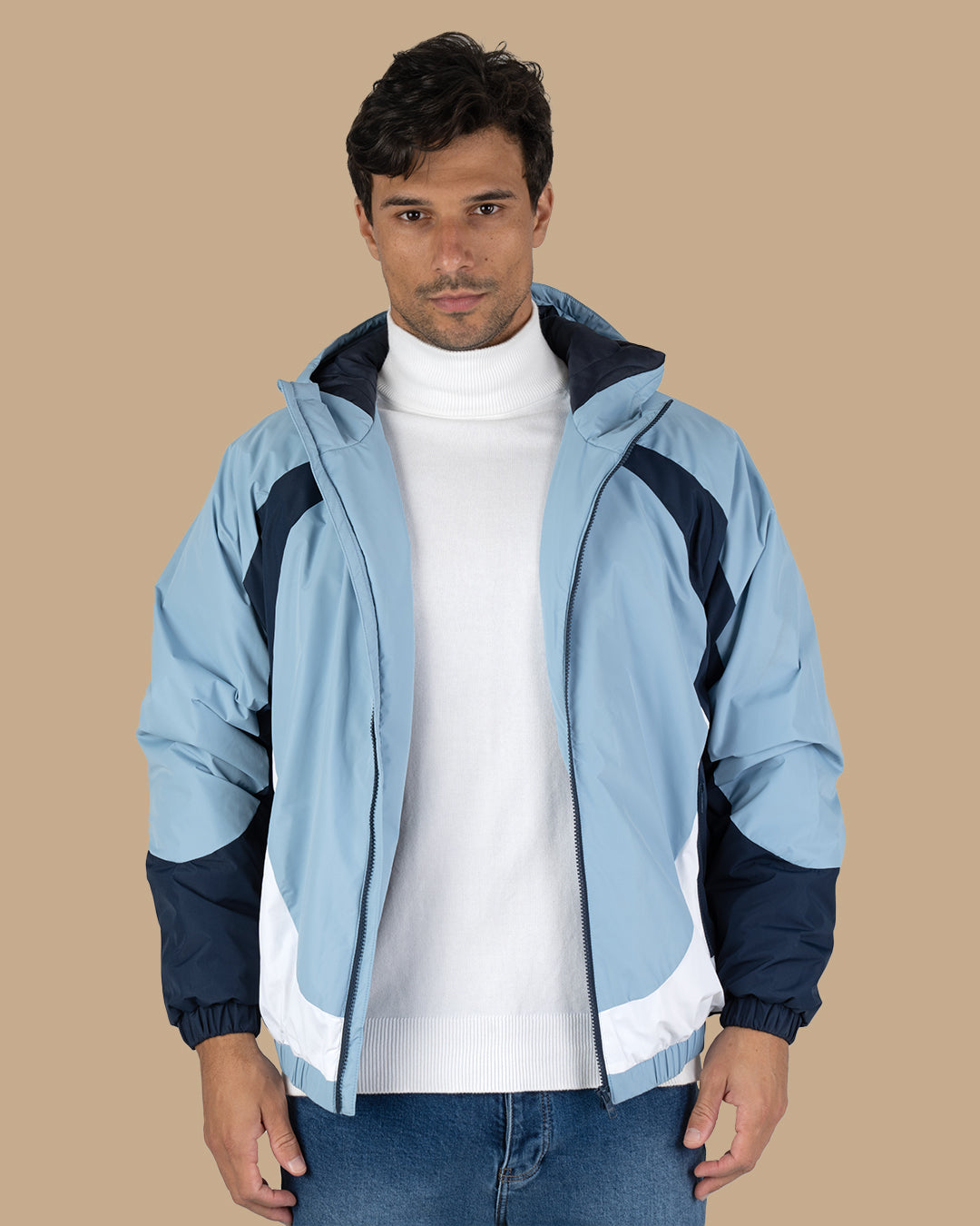 Navy Color-block Sport Waterproof Jacket
