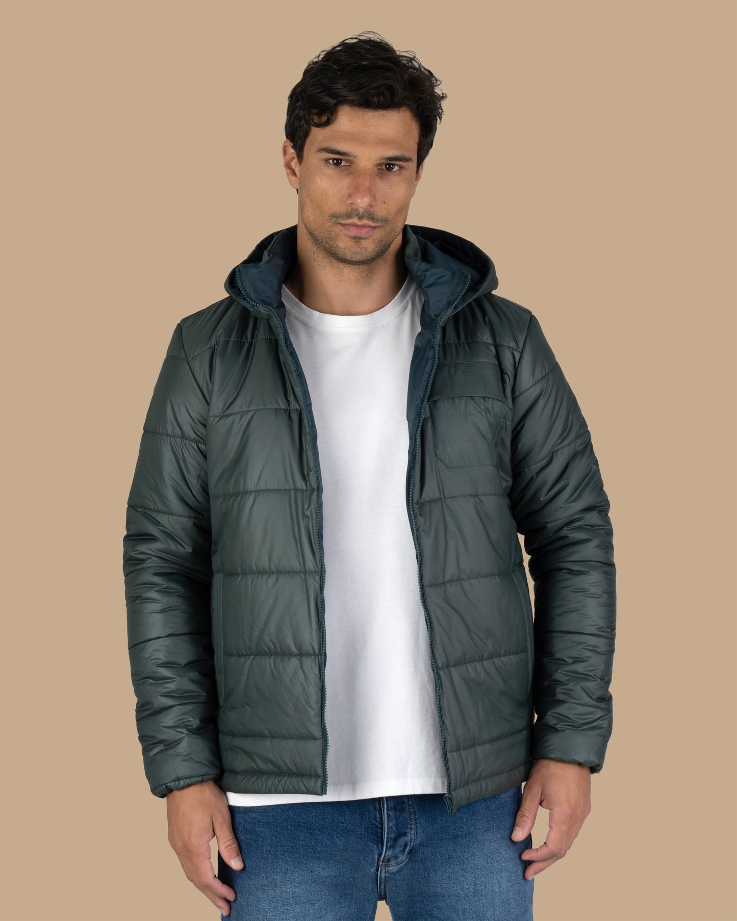 Petrol Blue Waterproof Puffer Jacket