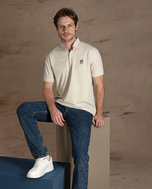 Beige Turkish cotton Polo Shirt Short sleeves