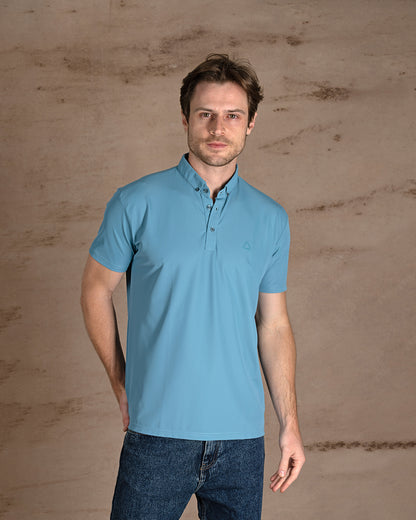 Baby Blue Cotton Polo Shirt Short sleeves