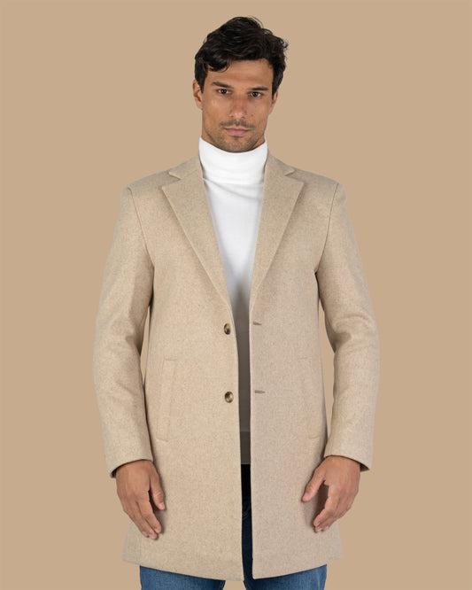 Beige Classic Wool Long Coat