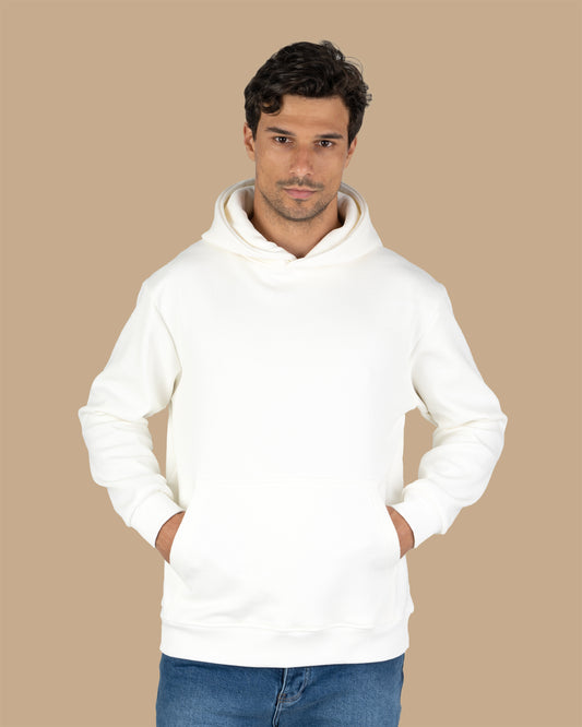 White Knitted Cotton Hoodie