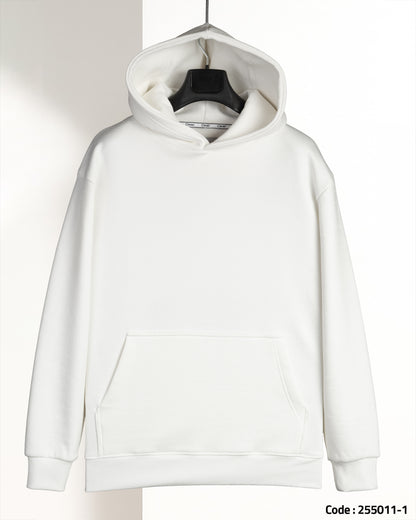 White Knitted Cotton Hoodie