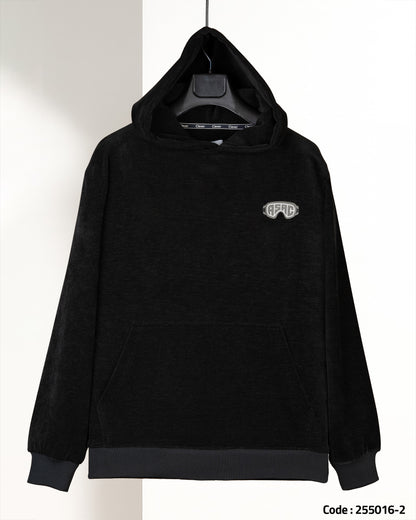 Black Plain Velvet Hoodie