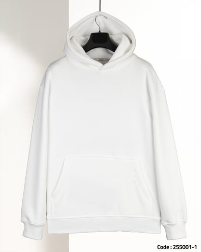 White Basic Cotton Hoodie