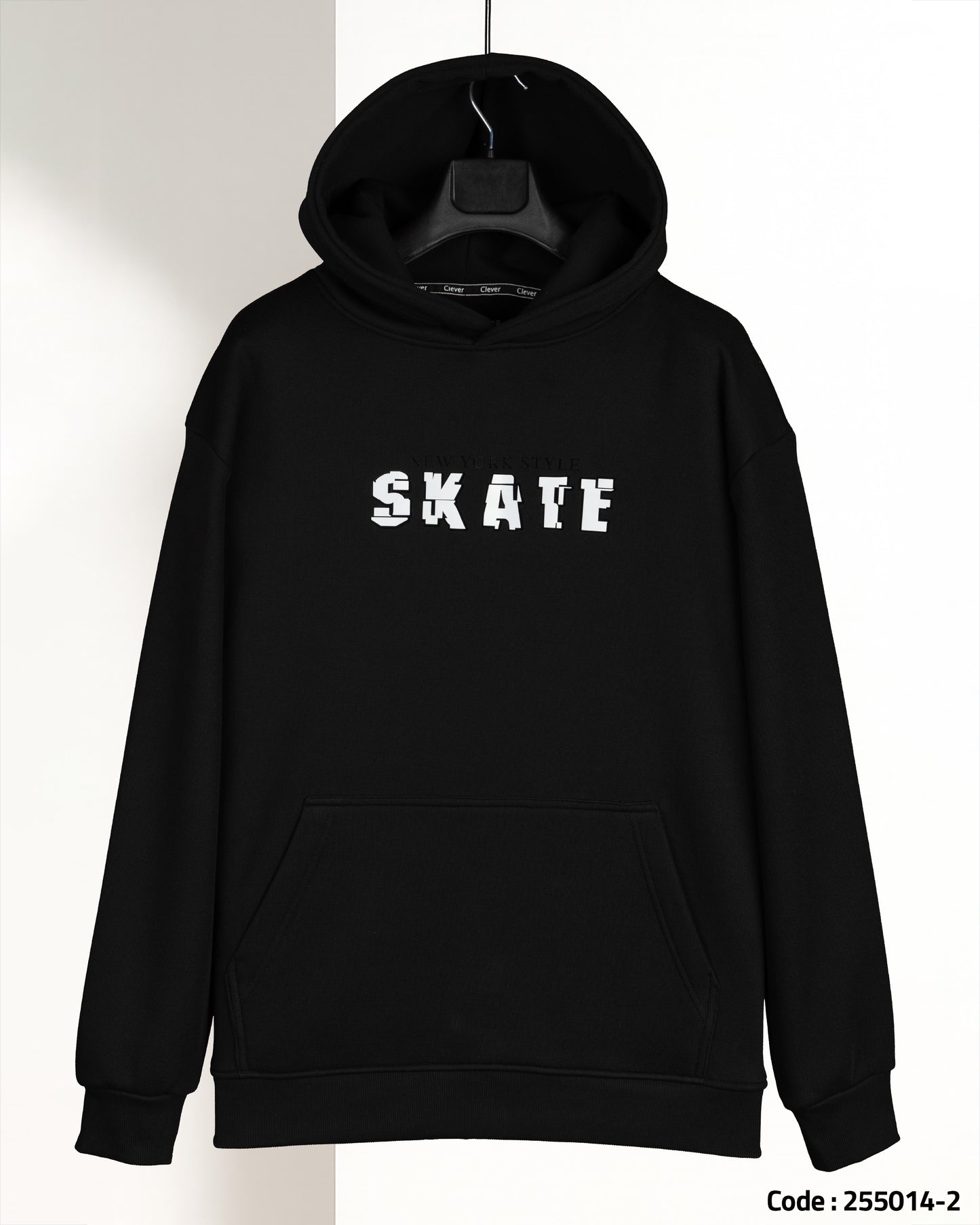 Black Printed Cotton Hoodie