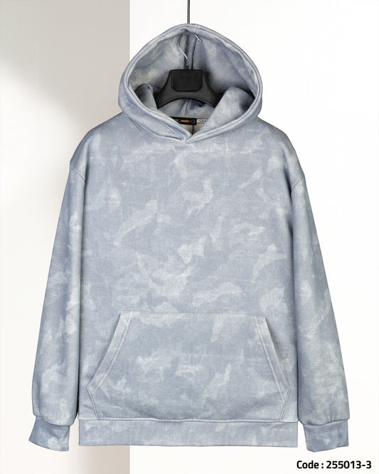 Navy patterned Velvet Hoodie
