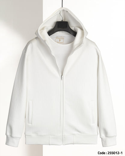 White Full-Zipper Cotton Hoodie