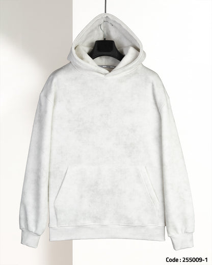 White Acid Wash Cotton Hoodie