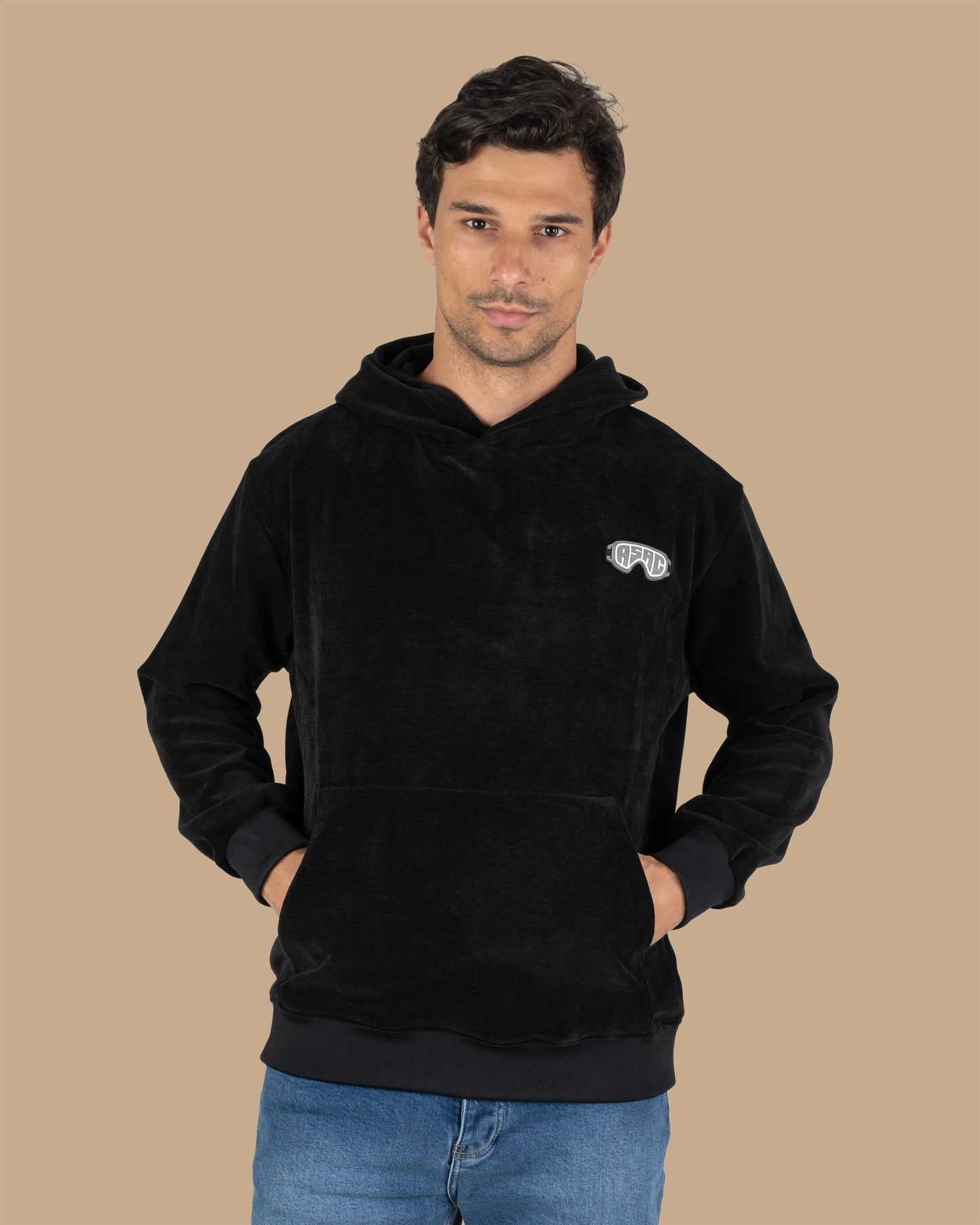 Black Plain Velvet Hoodie