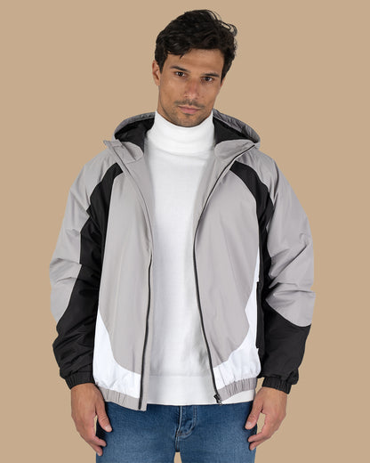 Black Color-block Sport Waterproof Jacket
