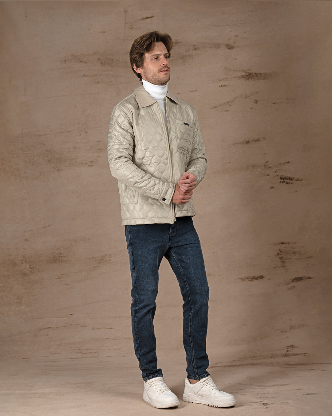 Beige Regular fit waterproof jacket