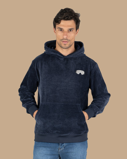 Dark-Navy Plain Velvet  Hoodie