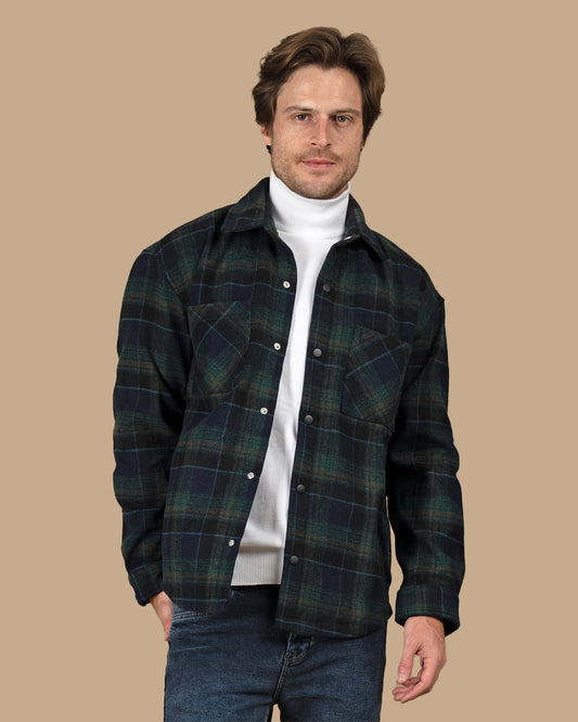 Navy Blue Flannel checkered winter shirt