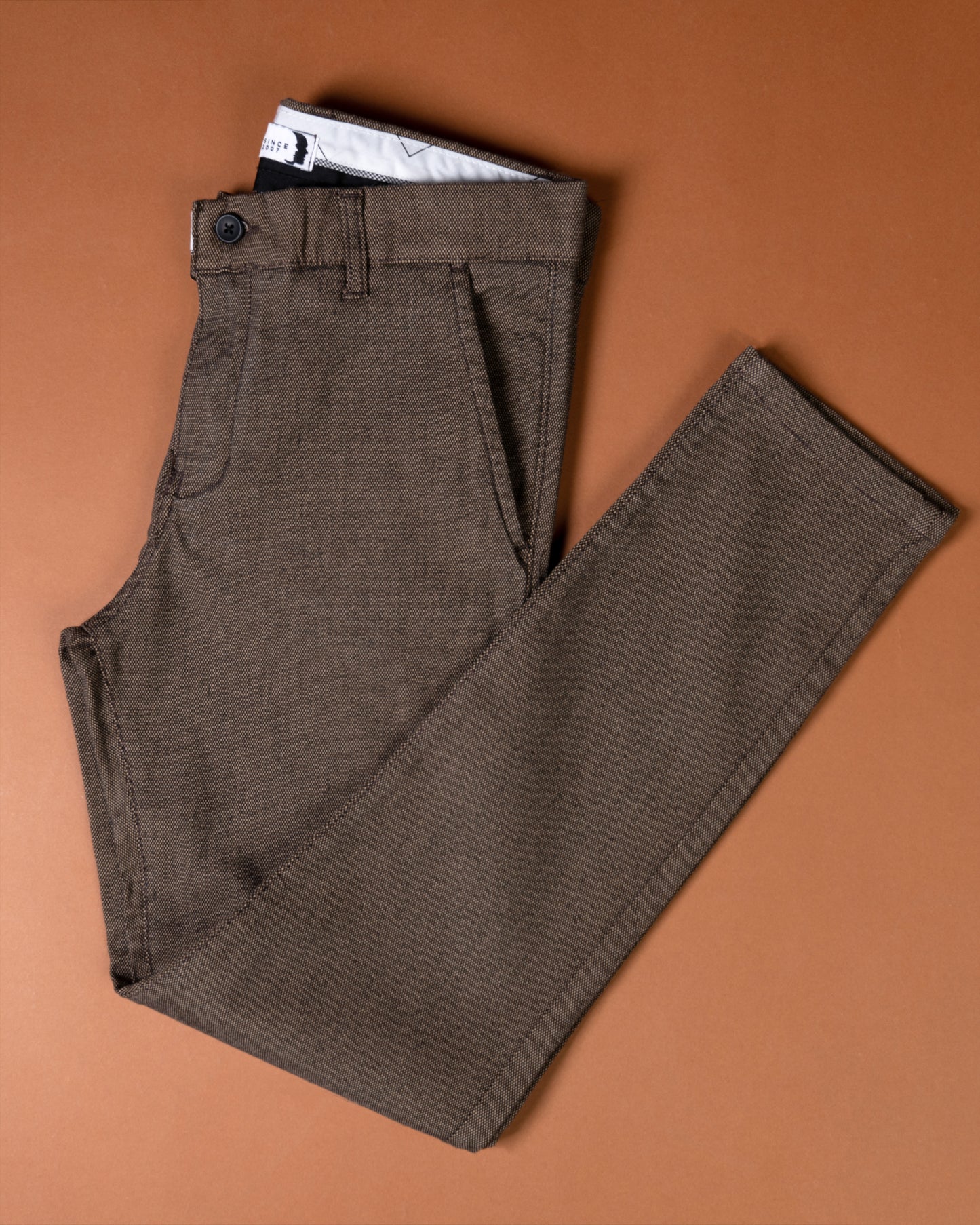 Camel Textured Classic Slim-Fit  Pants
