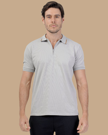 Gray Cotton Polo Shirt