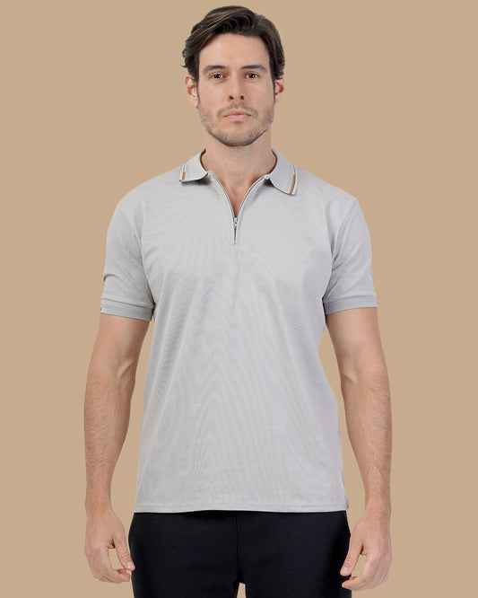 Gray Cotton Polo Shirt