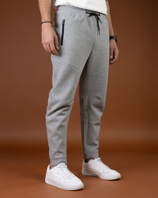 Grey Flex Zip-Pocket Cotton Joggers