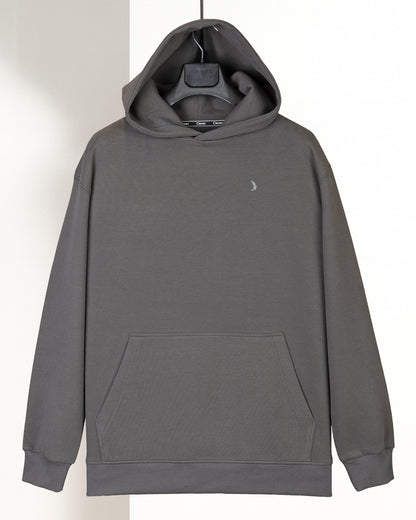 Grey Plain Cotton Hoodie (Big Size)