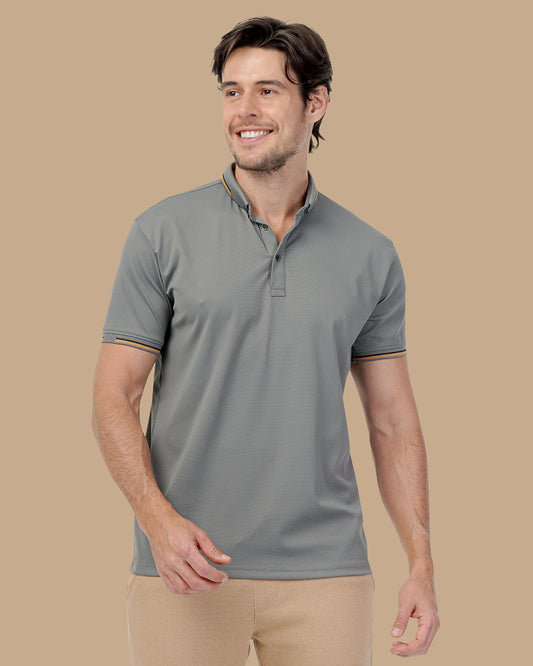 Gray Cotton Polo Shirt