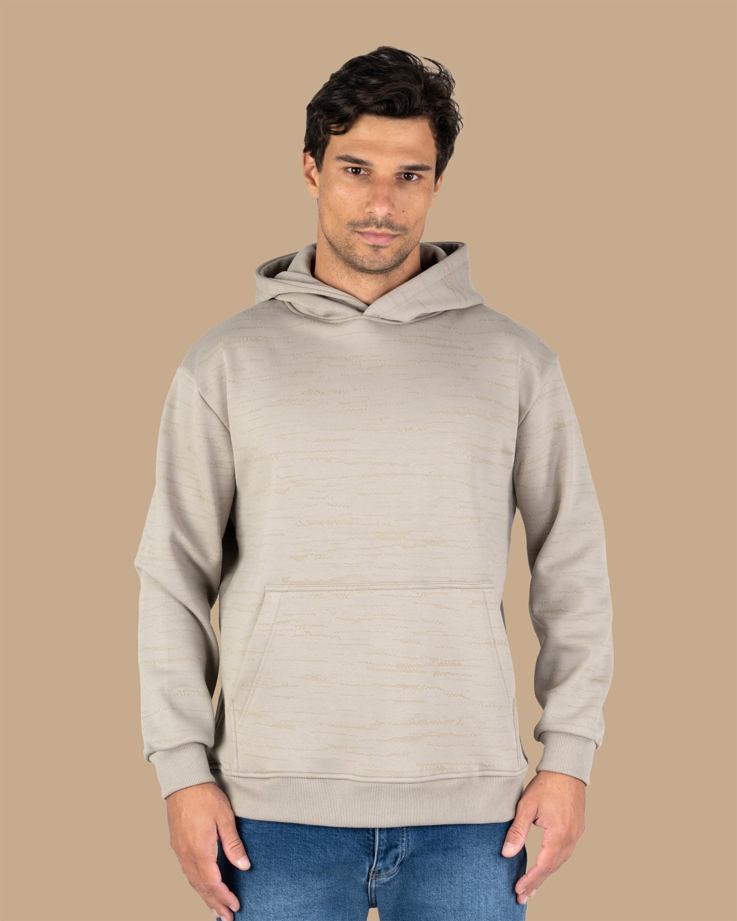 Grey Knitted Cotton Hoodie