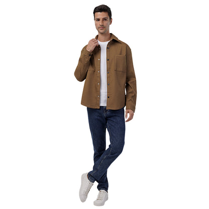 Rich Brown Waffle-Weave Overshirt