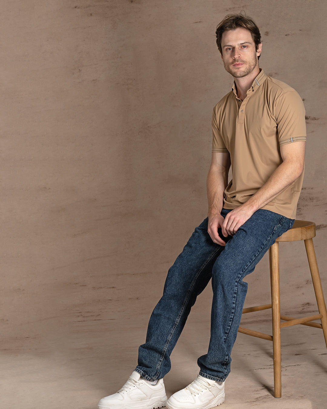 Camel cotton Polo Shirt Short sleeves