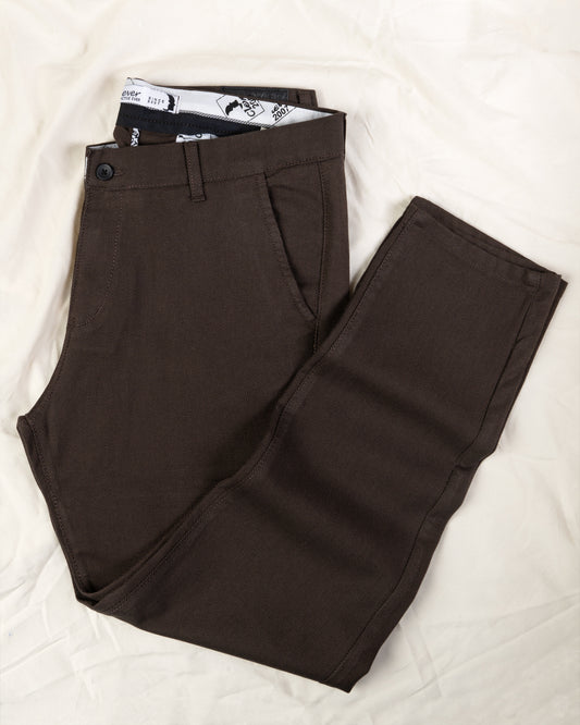 Brown Textured Classic Slim-Fit  Pants