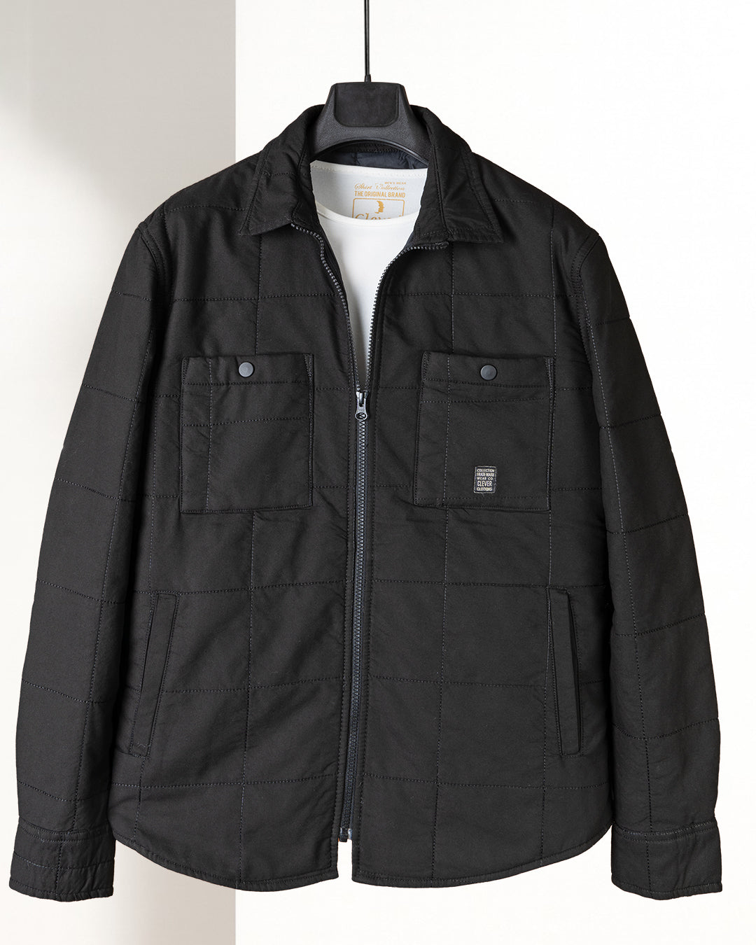 Black Gabardine Quilted Jacket