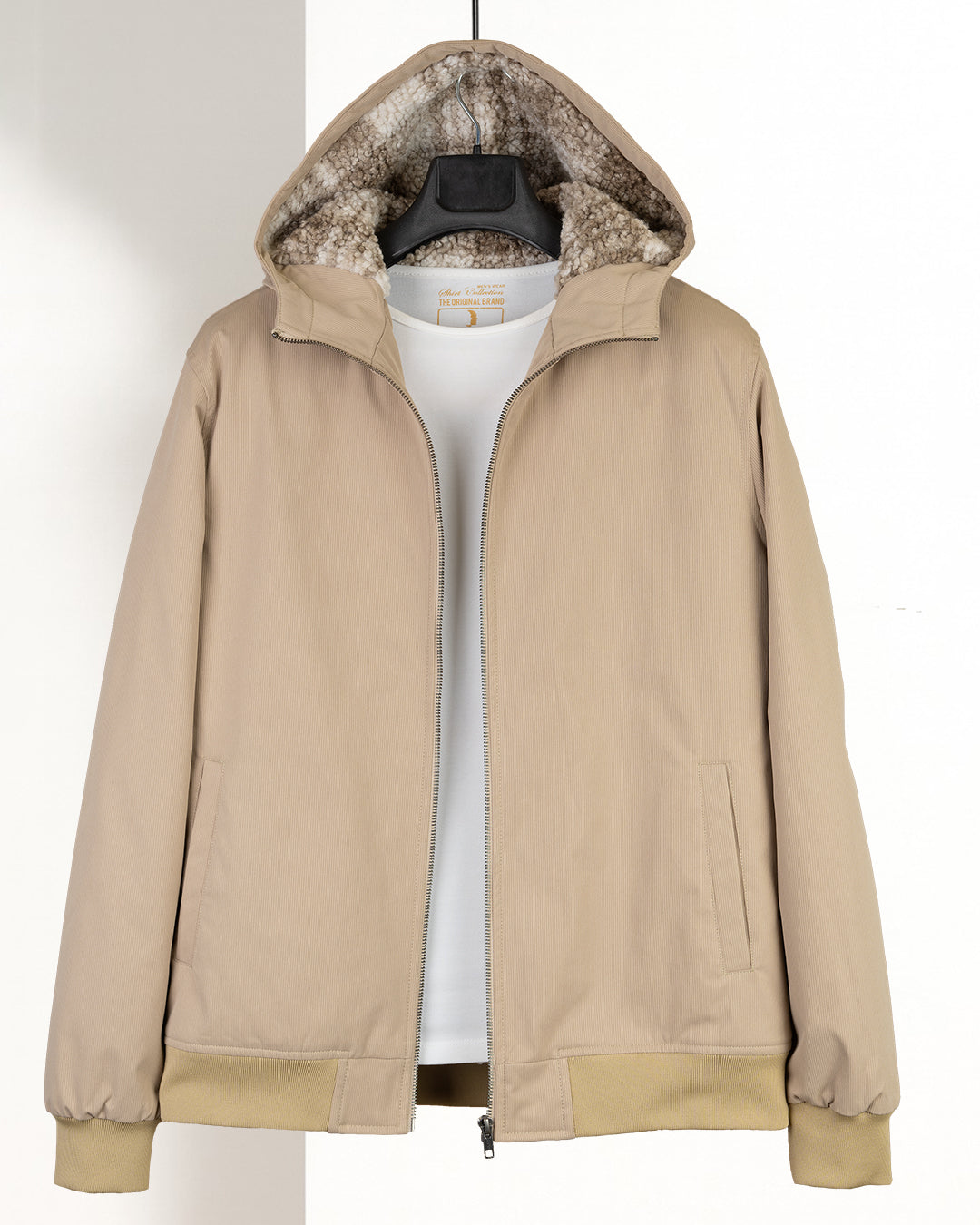 Camel Gabardine Winter Jacket with Fur Lining