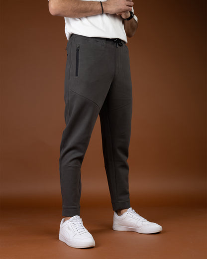 Dark Grey Flex Zip-Pocket Cotton Joggers