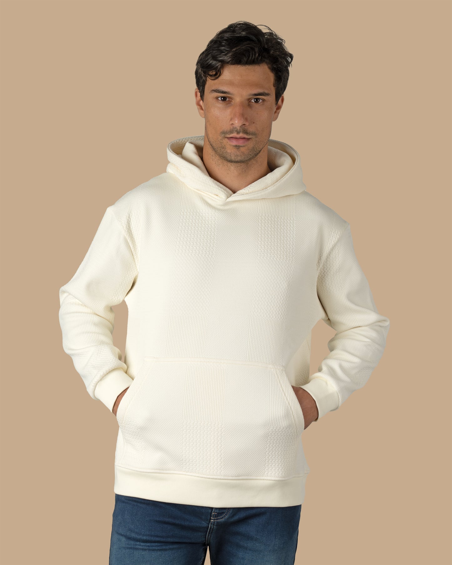 Off-White Patterned Knit cotton Hoodie