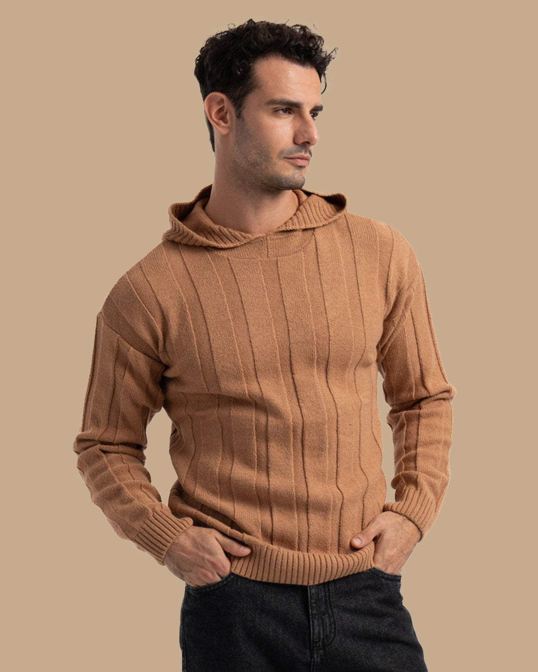Camel Knitted Tricot Pullover