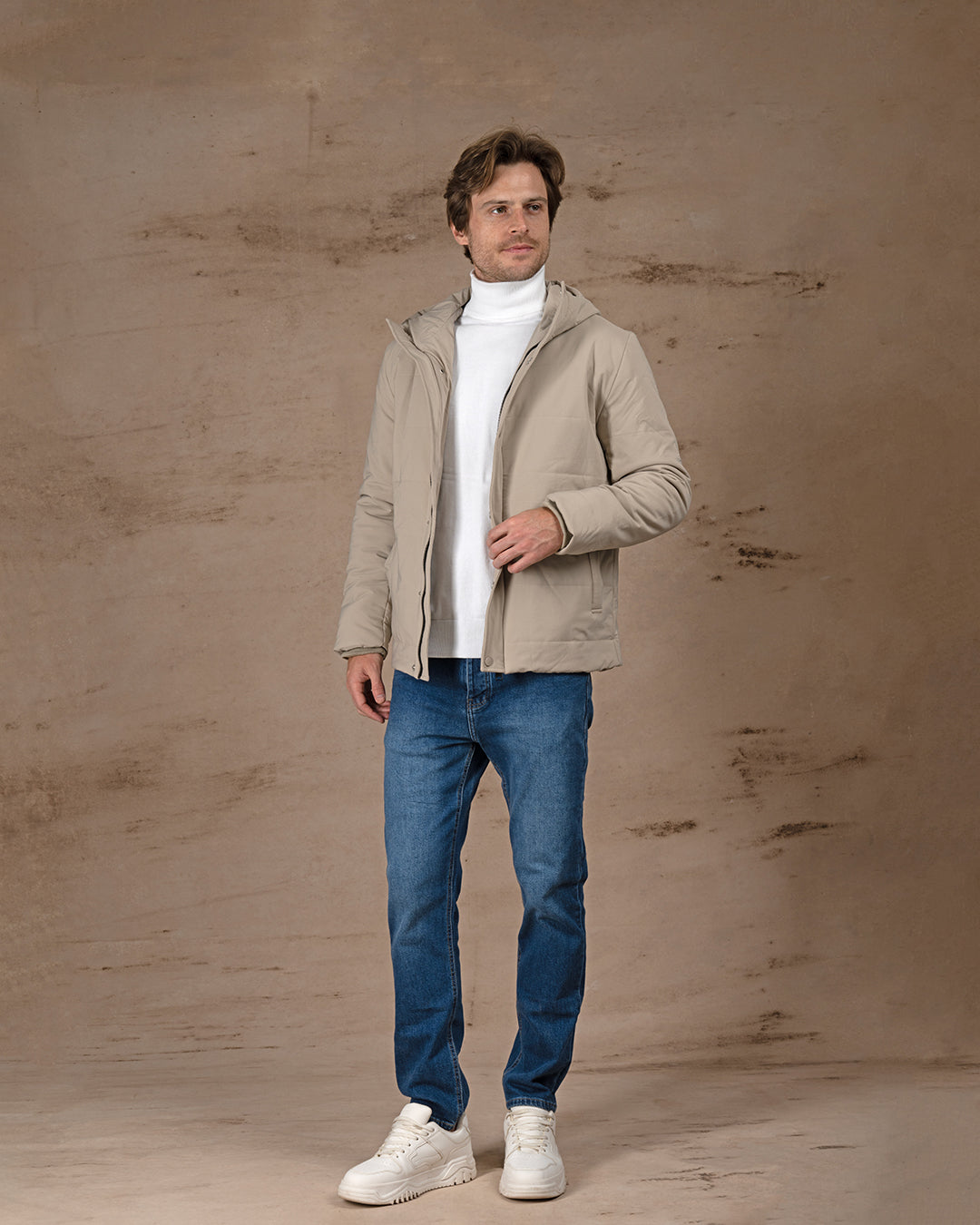 Light Beige Regular fit waterproof jacket