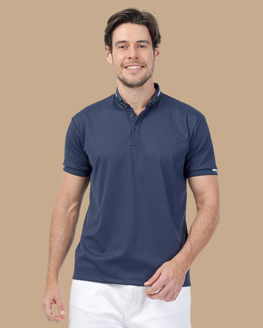 Navy Blue Cotton Polo Shirt