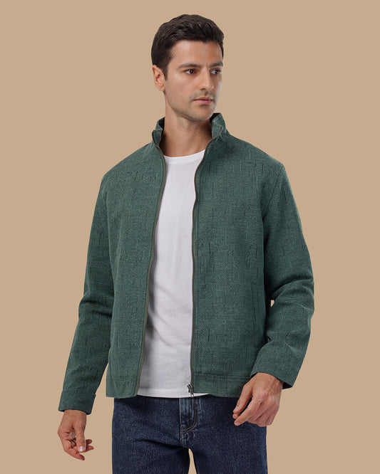 Green Textured Woven Jacket