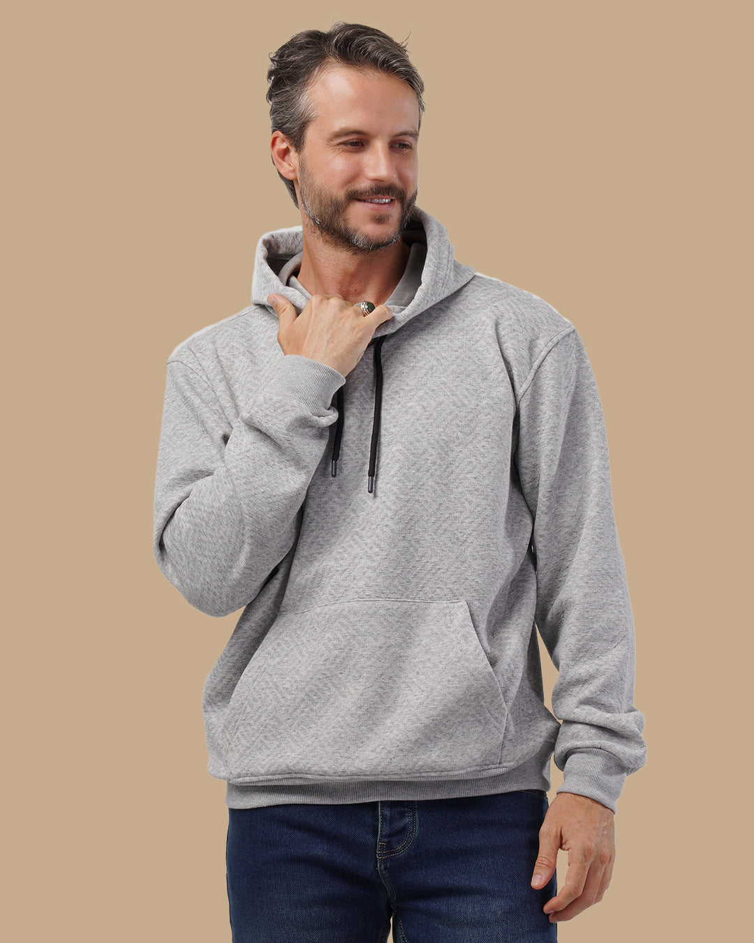 Grey Patterned Cotton Sweatshirt