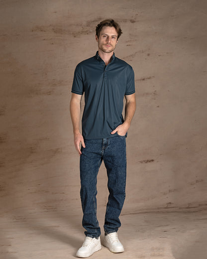 Dark Genzari cotton Polo Shirt Short sleeves