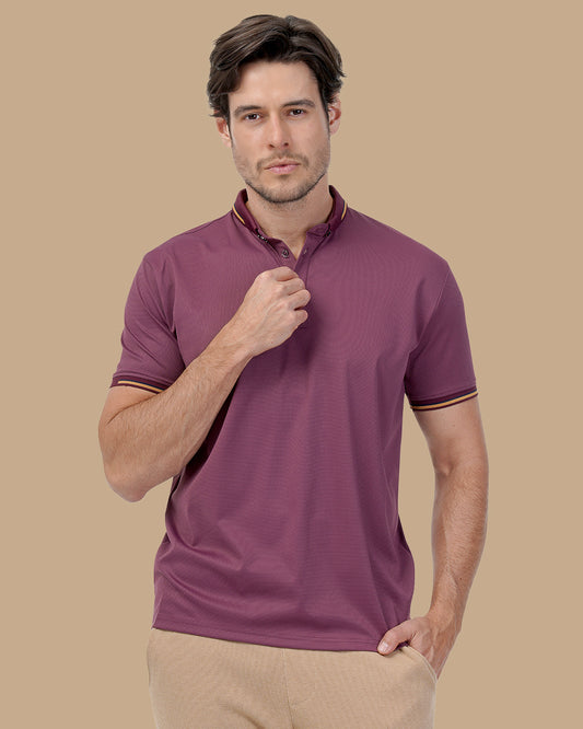 Mauve Cotton Polo Shirt