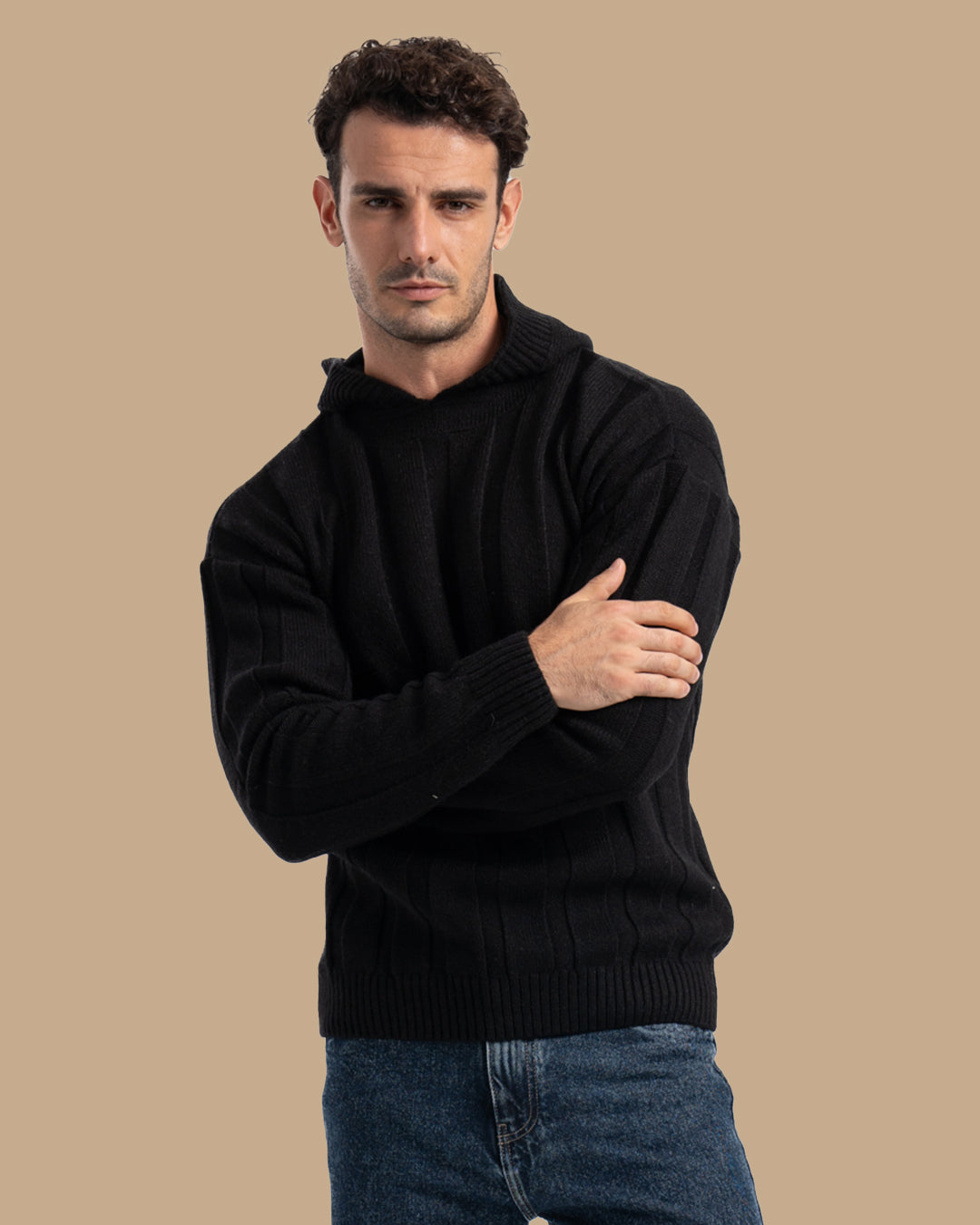 Black Knitted Tricot Pullover