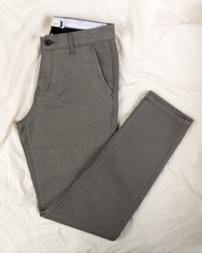 Charcoal Textured Classic Slim-Fit  Pants
