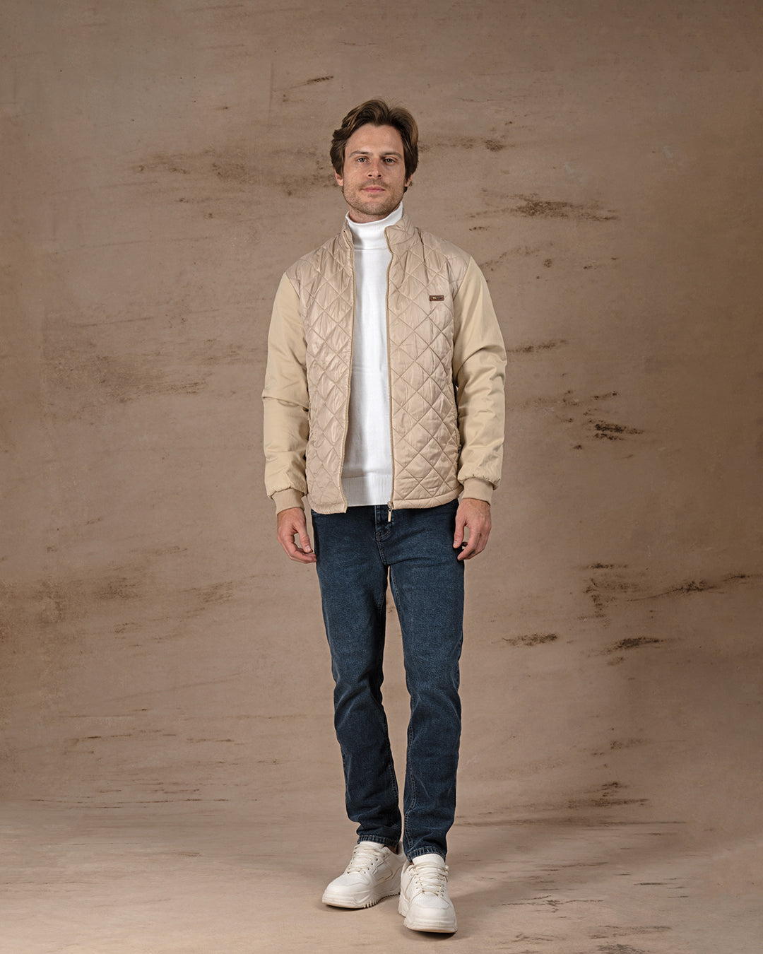 Beige Regular fit waterproof jacket